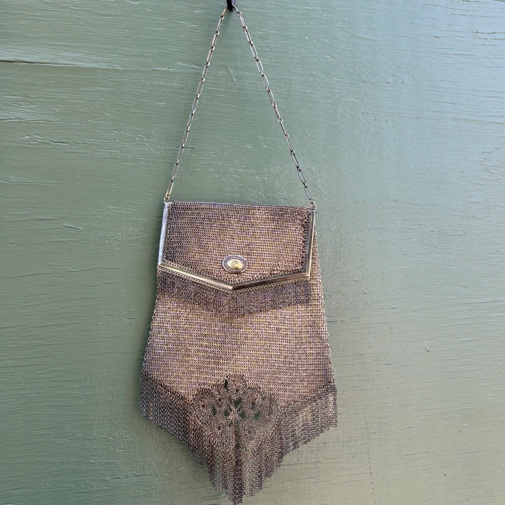 Antique 1920s Whiting & Davis "Princess Mary" Chain Mesh Purse Flapper Evening